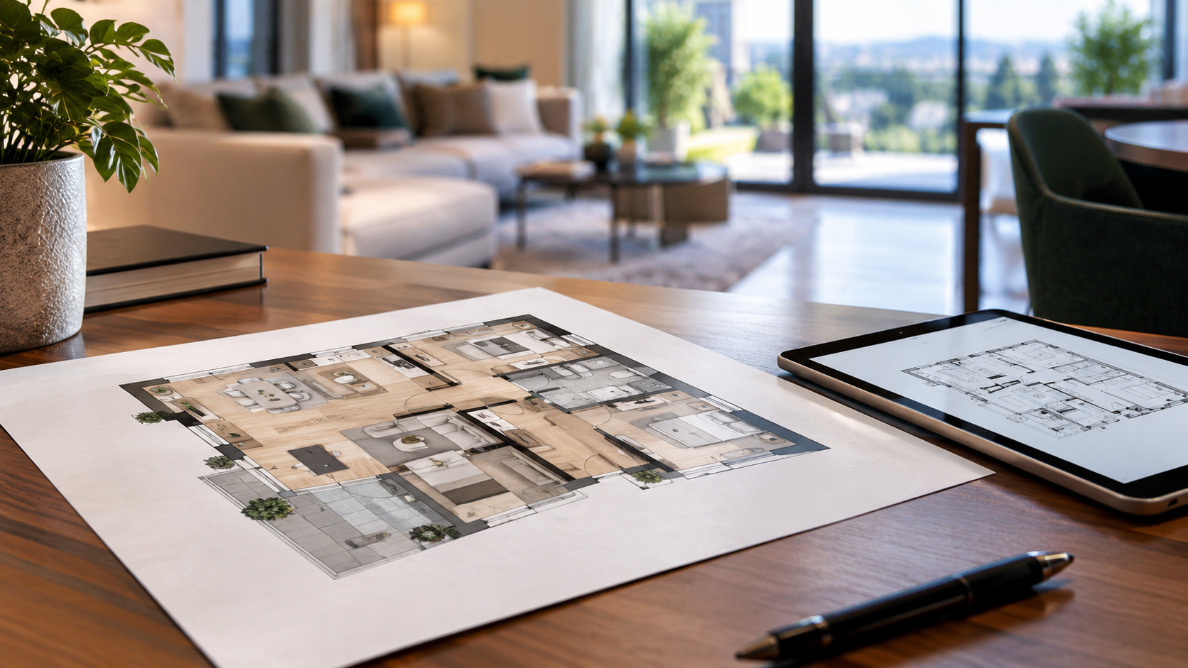 Architectural Plans in a Modern Living Space