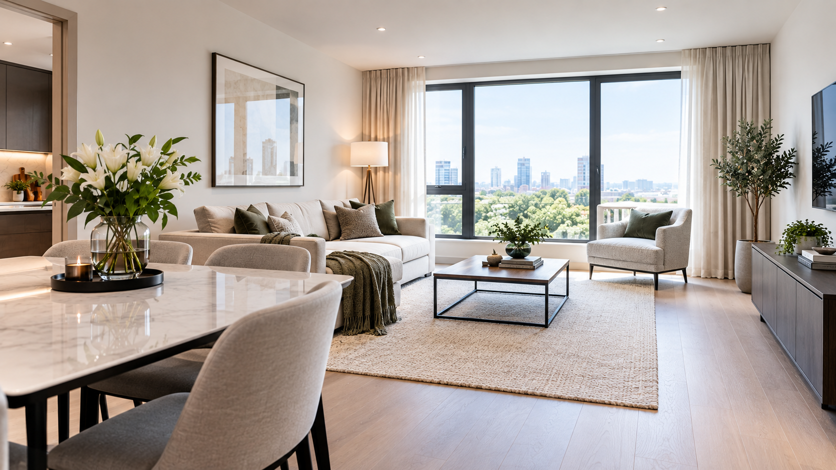 Bright Modern Living and Dining Interior