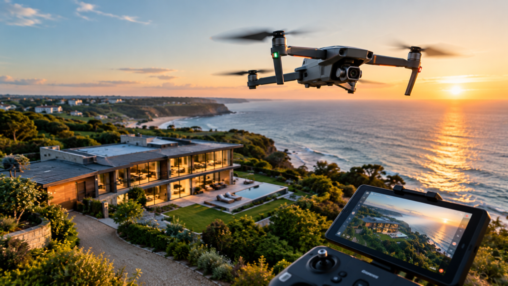 Coastal Villa Drone Shoot at Sunset