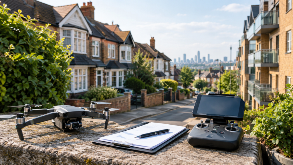 Drone Filming Over Suburban Streets